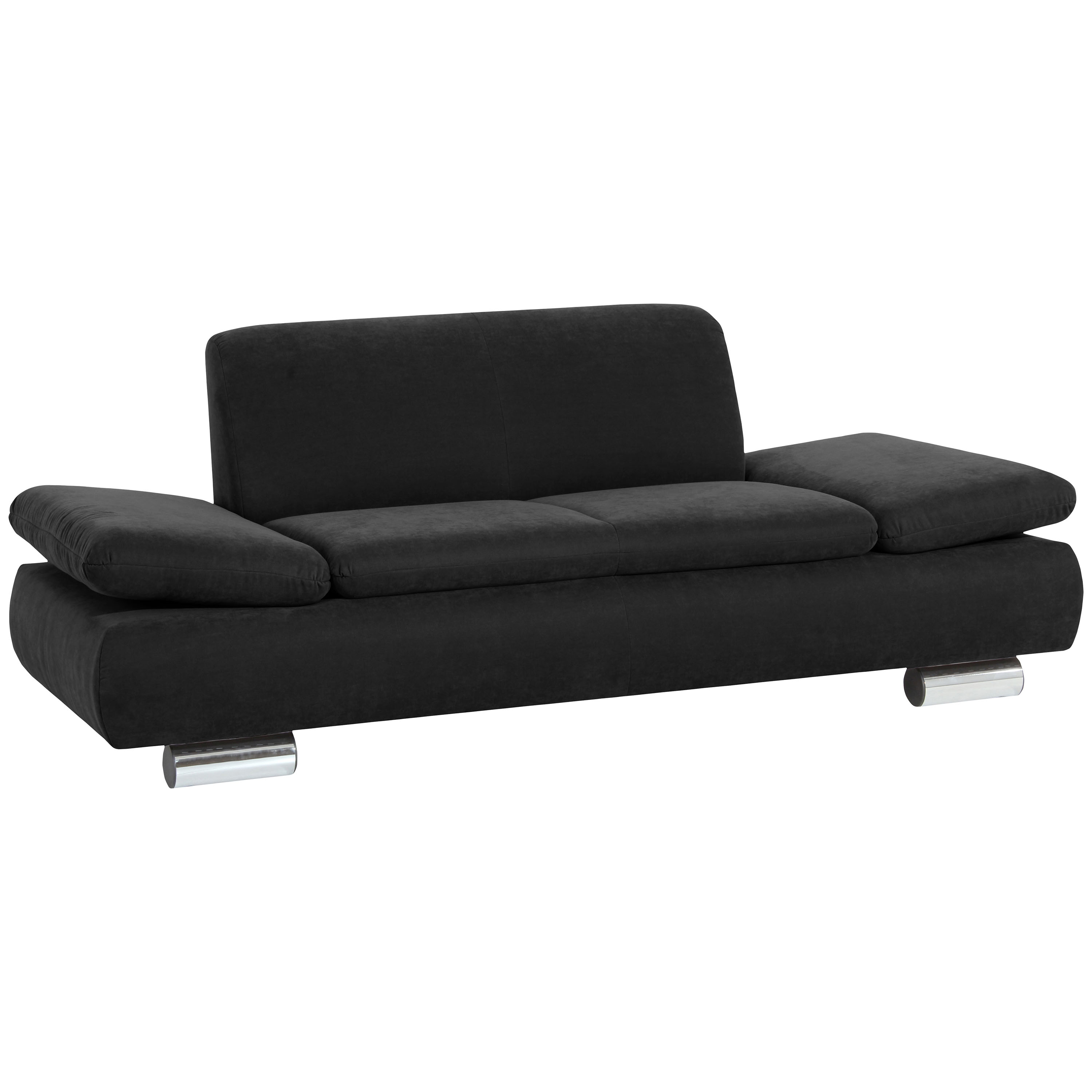 gemütliches 2-sitzer sofa in schwarz mit verchromten metallfüssen