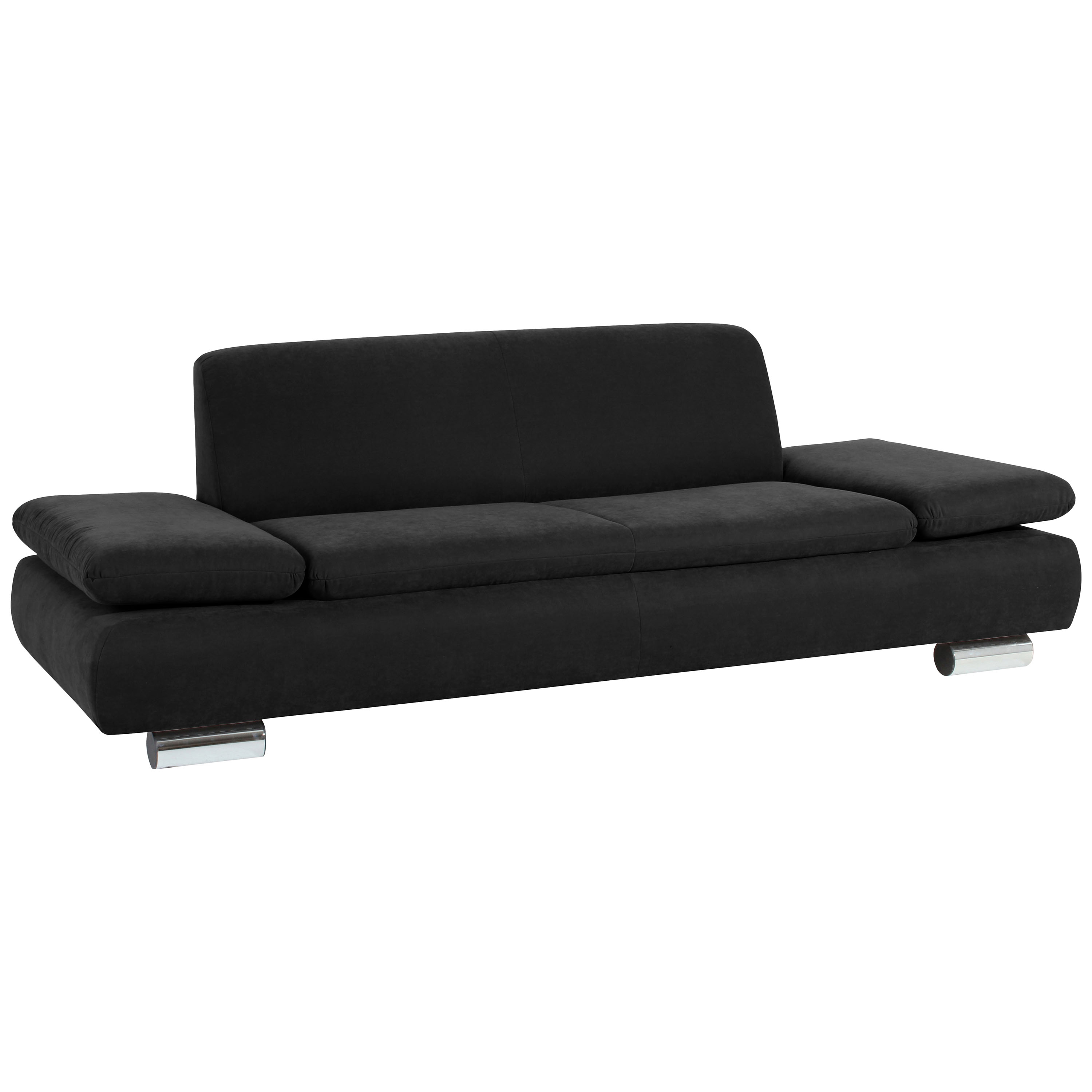 gemütliches schwarzes 2,5-sitzer sofa mit verchromten metallfüssen