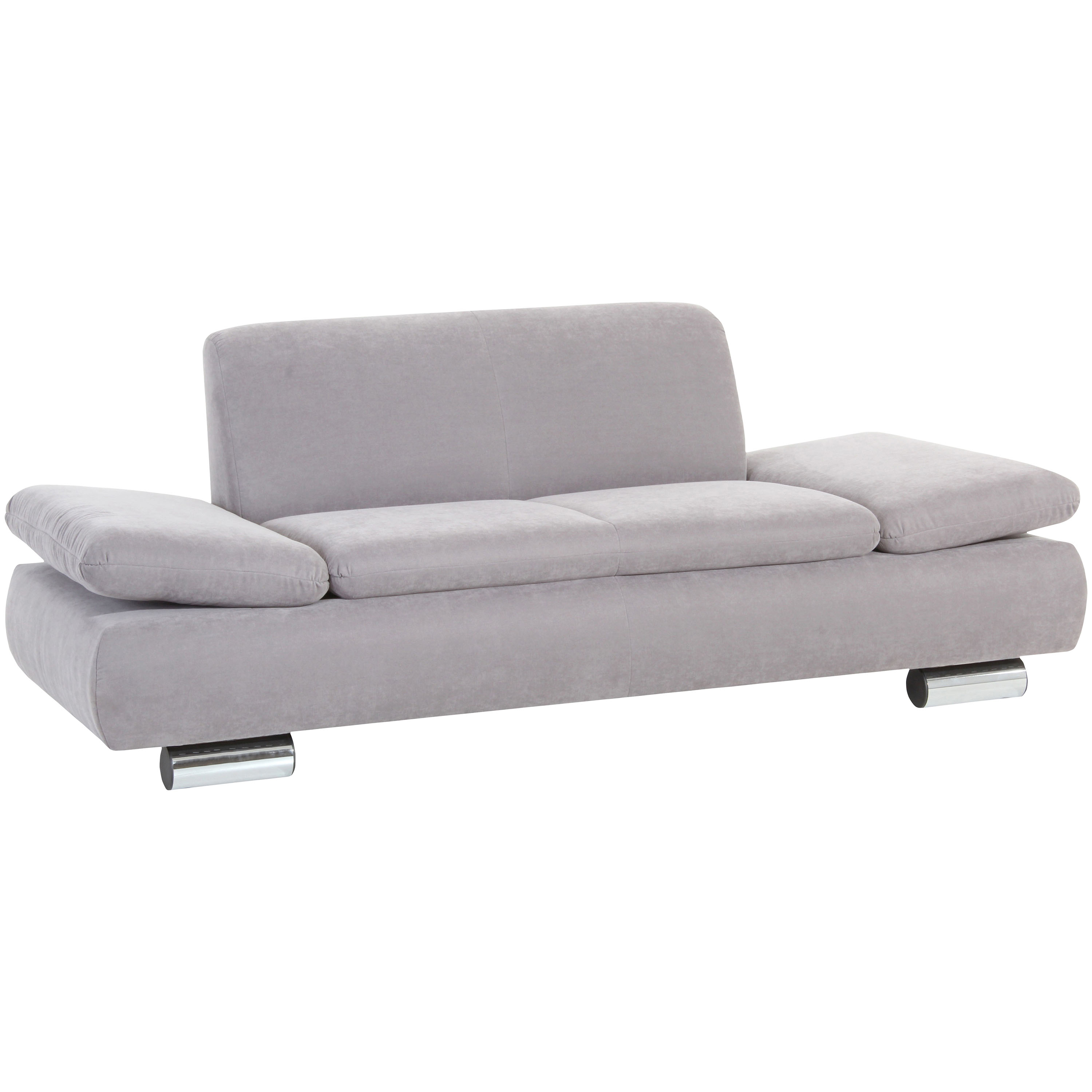 formschönes 2-sitzer sofa in silber mit verchromten metallfüssen