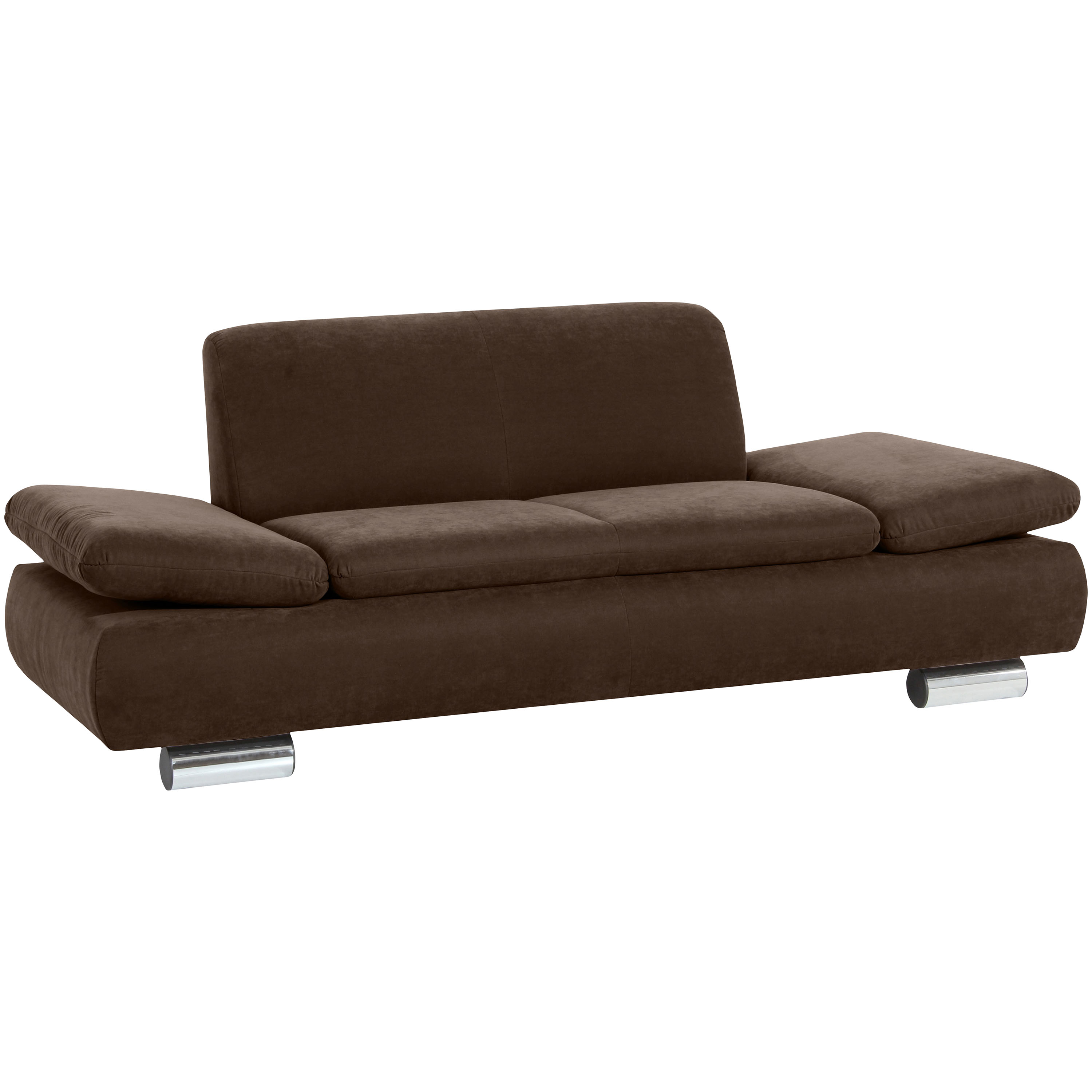 schönes braunes 2-sitzer sofa mit verchromten metallfüssen
