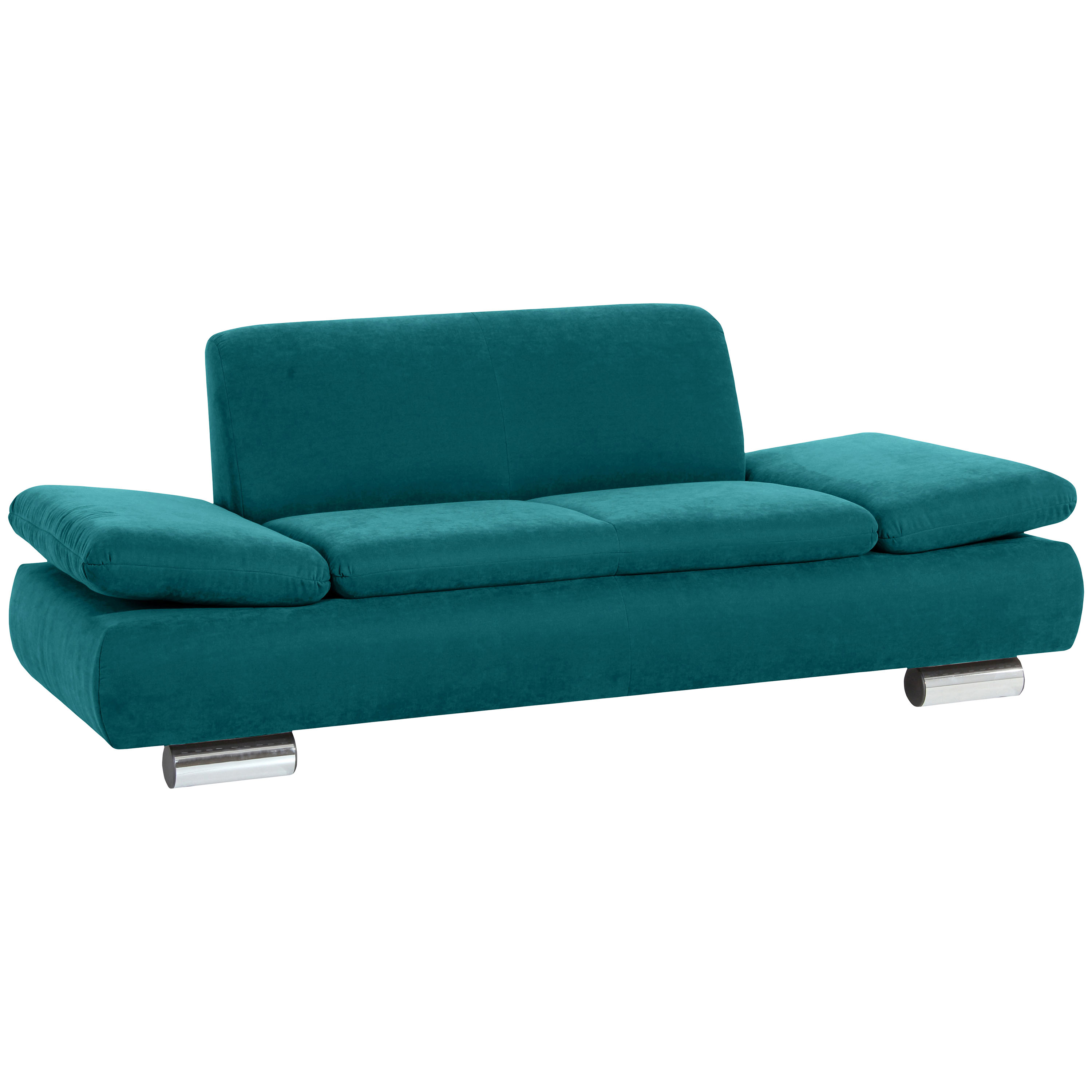 formschönes 2-sitzer sofa in petrol  mit verchromten metallfüßen 